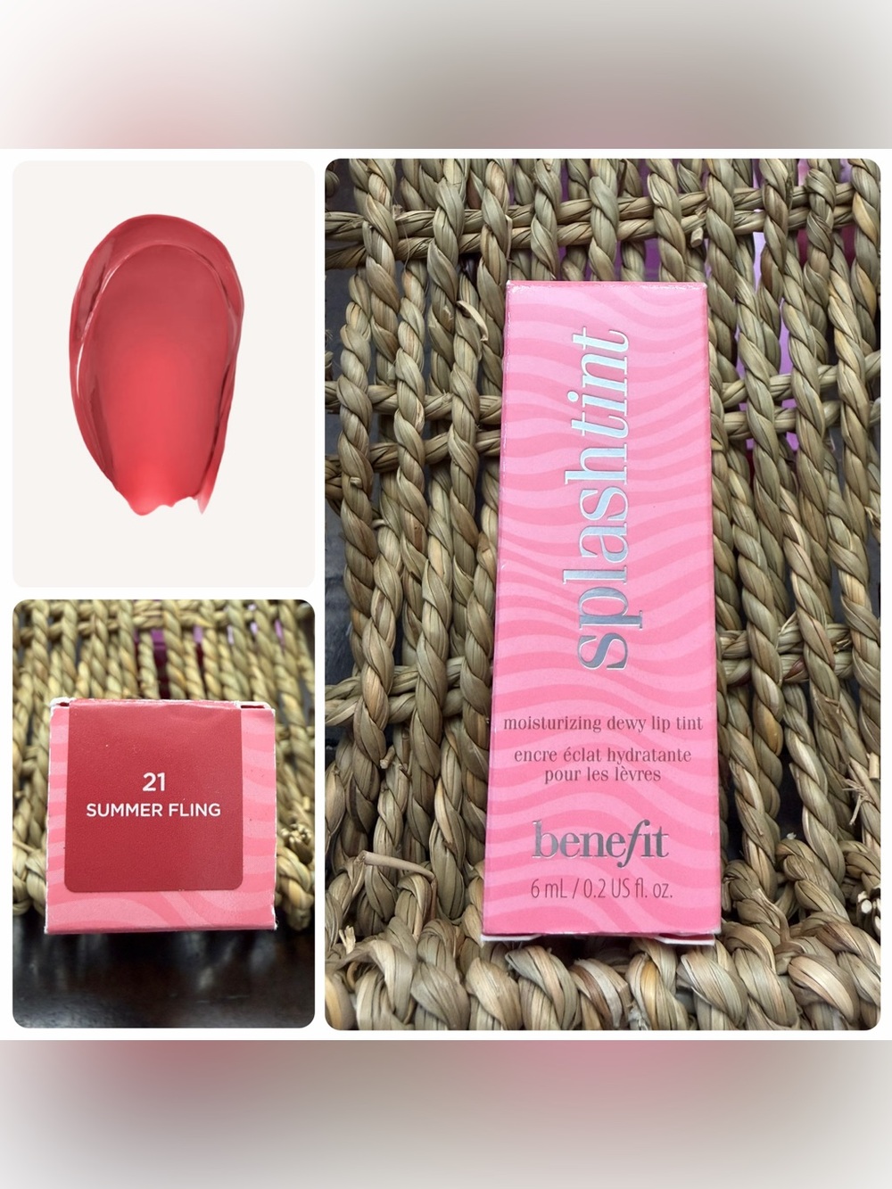 Benefit Splashtint Lip Tint 21 Summer Fling 6mL Full Size NIB